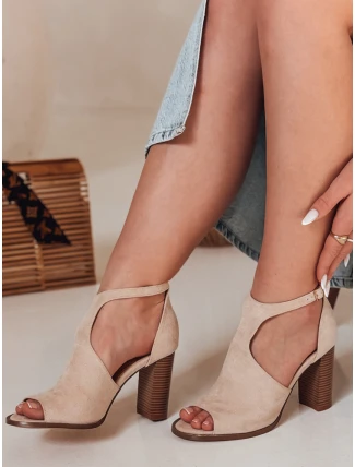 Dámské sandály na podpatku SLUPER beige FashionStreet ZY0734 Dámské sandály na podpatku SLUPER beige FashionStreet ZY0734