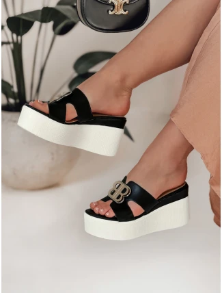 PLATSIMA dámské žabky na platformě černé FashionStreet ZY0757