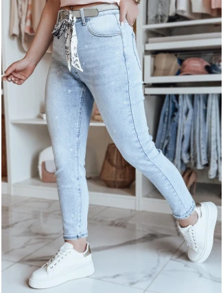 Dámské džínové kalhoty slim fit srdíčkového střihu s páskem SPARKYS blue FashionStreet UY2425