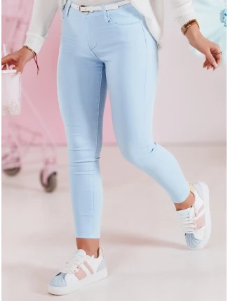 Dámské úzké kalhoty s páskem VIVASKIN modré FashionStreet UY2428