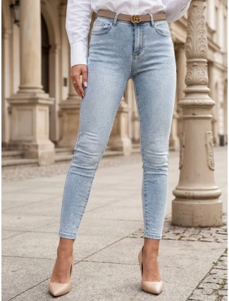 Dámské džínové úzké kalhoty s ozdobou GLAMSKIN modré FashionStreet UY2442