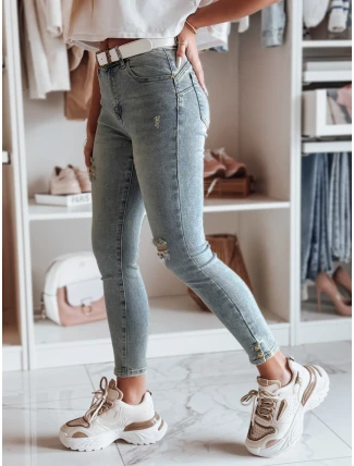 Dámské úzké džínové kalhoty s páskem ICONON modré FashionStreet UY2465