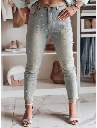 Dámské džínové kalhoty s květinovým vzorem PERLAON blue FashionStreet UY2477