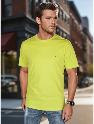 Pánské tričko s výšivkou žluté FashionStreet RX5637