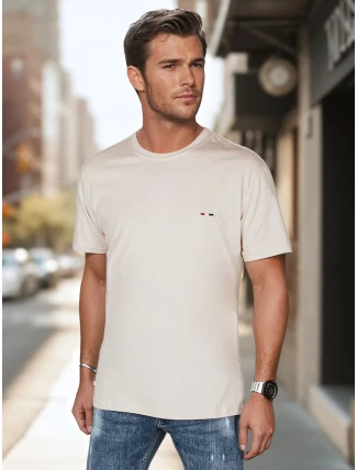 Pánské tričko s výšivkou Cappuccino FashionStreet RX5638