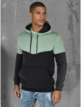 Pánská základní mikina s kapucí v mátové barvě FashionStreet BX5876