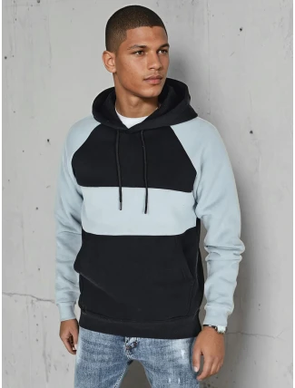 Pánská základní mikina s kapucí s modrými a černými pruhy FashionStreet BX5900