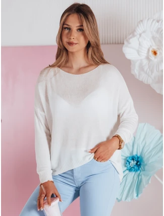 Dámský oversize hladký svetr SENZIA ecru FashionStreet MY2450