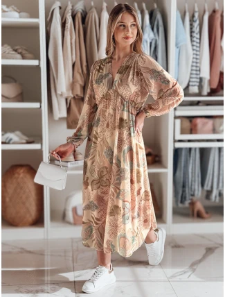 Maxi květinové šaty LILOVIE béžové FashionStreet EY2573 Maxi květinové šaty LILOVIE béžové FashionStreet EY2573