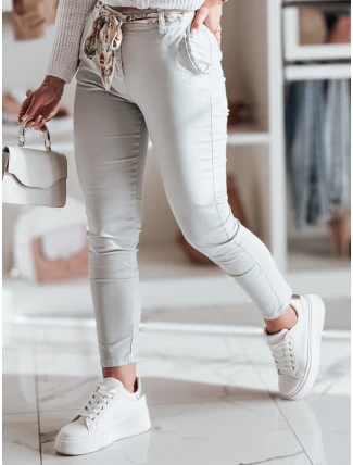 Dámské látkové chinos kalhoty s páskem ROSSALI světle šedé FashionStreet UY2534