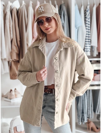 Dámská přechodná košilová bunda oversize KOSMOJACK j.beige FashionStreet TY4842