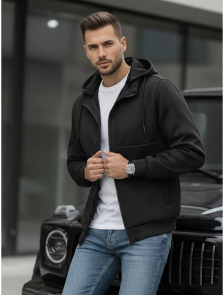 Pánská přechodná bunda s kapucí černá FashionStreet TX5016