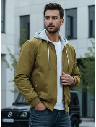 Pánská bunda bomber s kapucí zelená FashionStreet TX5022