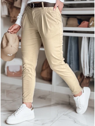 Dámské kalhoty chinos s páskem MODELA tmavě béžové FashionStreet UY2571 Dámské kalhoty chinos s páskem MODELA tmavě béžové FashionStreet UY2571