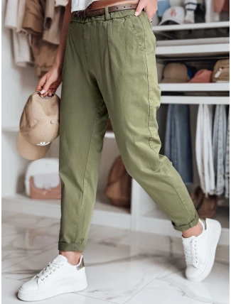 Dámské kalhoty chinos s páskem RELCIX khaki FashionStreet UY2582