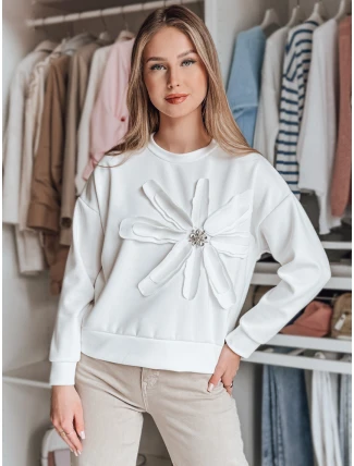 Dámská oversize halenka s květinou PETITKA ecru FashionStreet BY1387