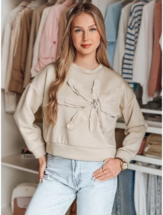 Dámská oversize halenka s květinou PETITKA light beige FashionStreet BY1388