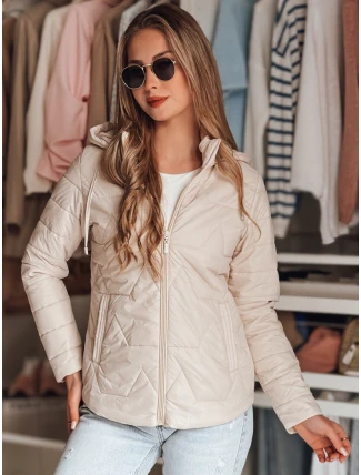 Dámská přechodná prošívaná bunda ENZIOK béžová FashionStreet TY4865 Dámská přechodná prošívaná bunda ENZIOK béžová FashionStreet TY4865