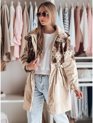 Dámská přechodná bunda parka FERIPARKA tmavě béžová FashionStreet TY4876 Dámská přechodná bunda parka FERIPARKA tmavě béžová FashionStreet TY4876