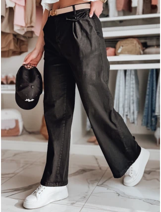 Dámské kalhoty s širokými nohavicemi MOBISKA black FashionStreet UY2621