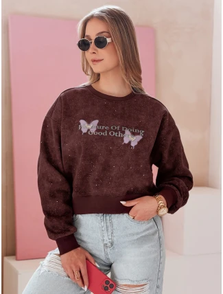 Dámská oversize mikina s motýly SPARKI vínová FashionStreet BY1405