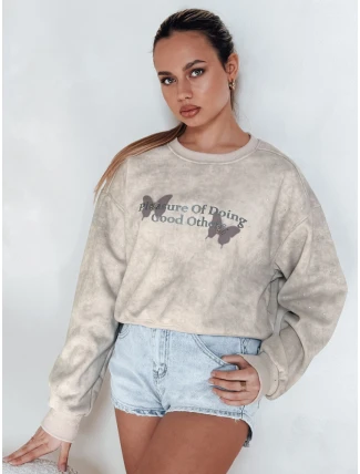 Dámská oversize mikina s motýly SPARKI šedá FashionStreet BY1406 Dámská oversize mikina s motýly SPARKI šedá FashionStreet BY1406