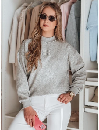 Dámská oversize mikina s nášivkou LOVASON šedá FashionStreet BY1419