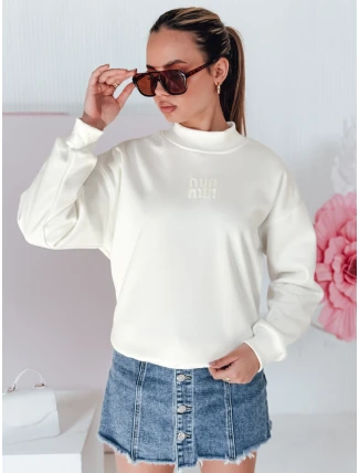 Dámská oversize mikina s nášivkou LOVASON ecru FashionStreet BY1421 Dámská oversize mikina s nášivkou LOVASON ecru FashionStreet BY1421