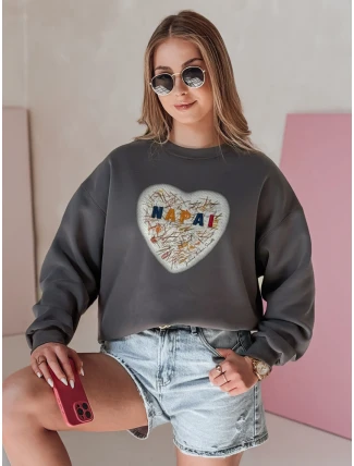 Dámská oversize mikina se srdcem SERDUCHOVA graphite FashionStreet BY1441 Dámská oversize mikina se srdcem SERDUCHOVA graphite FashionStreet BY1441