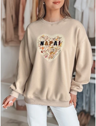 Dámská oversize mikina se srdcem SERDUCHOVA béžová FashionStreet BY1442