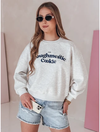 Dámská oversize mikina s potiskem COOKIES světle šedá FashionStreet BY1444 Dámská oversize mikina s potiskem COOKIES světle šedá FashionStreet BY1444
