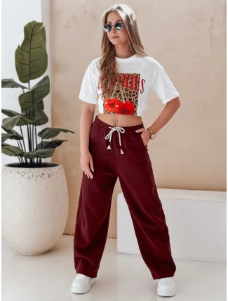 Dámské tepláky se širokými nohavicemi DRESMOOD PREMIUM bordó FashionStreet UY2688 Dámské tepláky se širokými nohavicemi DRESMOOD PREMIUM bordó FashionStreet UY2688
