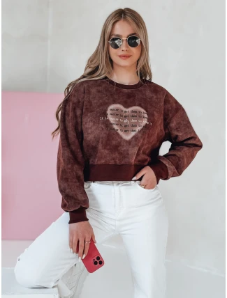 Dámská oversize mikina se srdcem DESSER vínová FashionStreet BY1463 Dámská oversize mikina se srdcem DESSER vínová FashionStreet BY1463