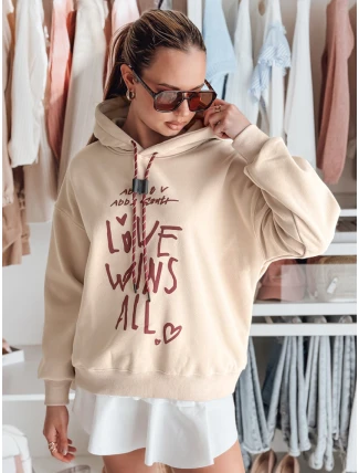 Dámská mikina oversize LOVEWILL béžová FashionStreet BY1471 Dámská mikina oversize LOVEWILL béžová FashionStreet BY1471