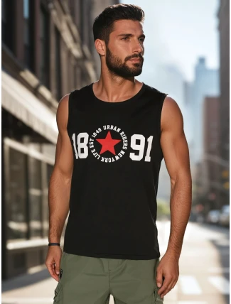 Pánská košile bez rukávů černá FashionStreet RX5652