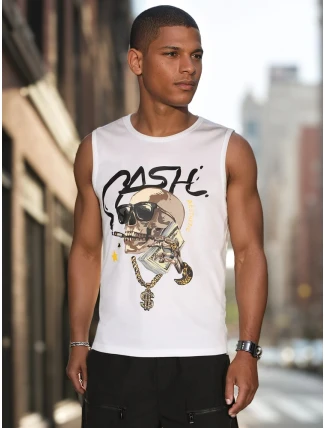 Pánská košile bez rukávů bílá FashionStreet RX5654