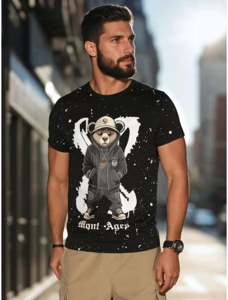 Pánské tričko s potiskem černé FashionStreet RX5655 Pánské tričko s potiskem černé FashionStreet RX5655