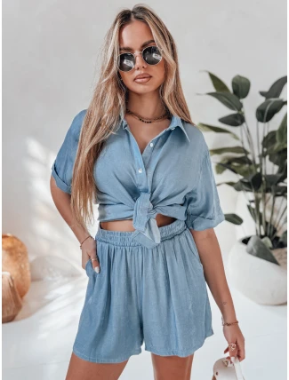 Dámský plátěný set oversize LINEN LOVE light blue FashionStreet AY1139 Dámský plátěný set oversize LINEN LOVE light blue FashionStreet AY1139
