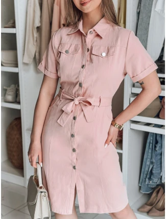 LOVE ME MIDI midi košilové šaty růžové FashionStreet EY2593