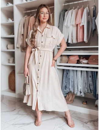 SUNNI LOVE béžové lněné maxi šaty FashionStreet EY2607