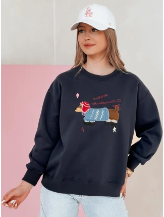 Dámská oversize mikina s výšivkou DOGSWEETY navy blue FashionStreet BY1480