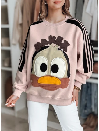Dámská oversize mikina se záplatami CUTE MAKEX růžová FashionStreet BY1493 Dámská oversize mikina se záplatami CUTE MAKEX růžová FashionStreet BY1493