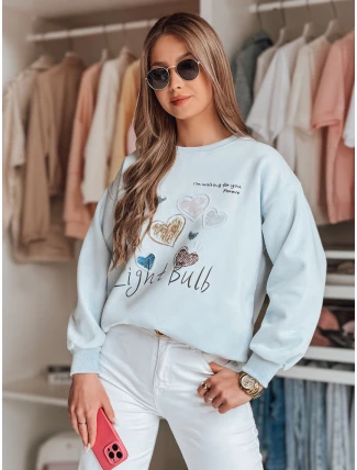 Dámská oversize mikina se srdíčky PINKNOTE modrá FashionStreet BY1502