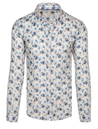 Pánská květinová bílá košile FashionStreet DX2634