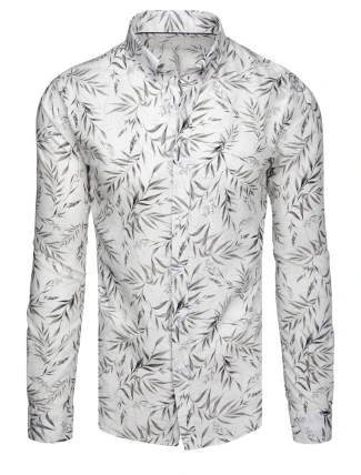 Pánská bílá košile s listy FashionStreet DX2638