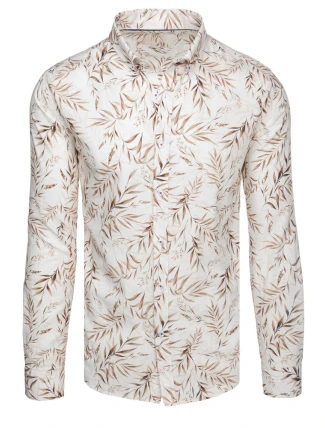 Pánská bílá košile s listy FashionStreet DX2639