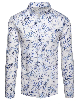 Pánská bílá košile s listy FashionStreet DX2640