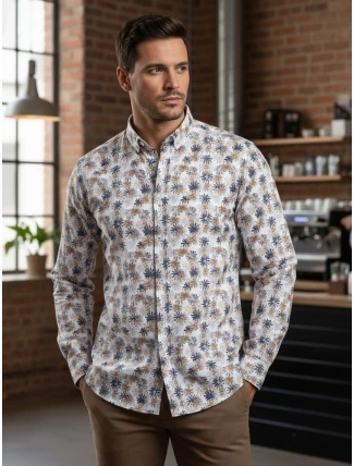Pánská květinová bílá košile FashionStreet DX2645