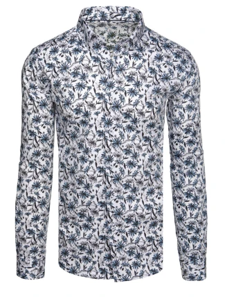 Pánská květinová bílá košile FashionStreet DX2668