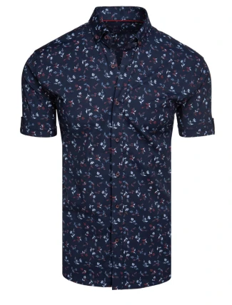 Pánská tmavě modrá košile s krátkým rukávem FashionStreet KX1038